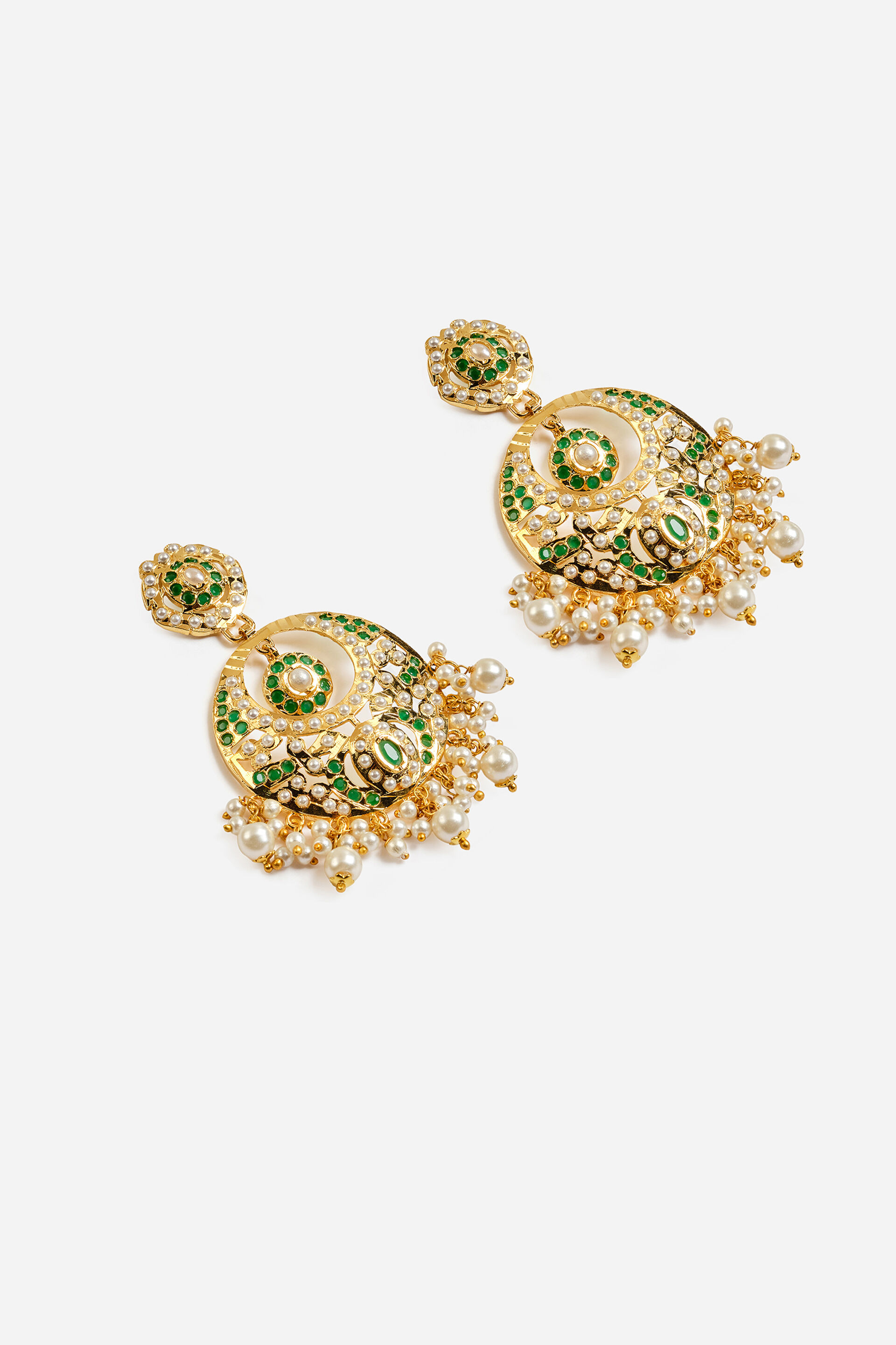Green Moti Mahal Chandelier Earrings, , image 2